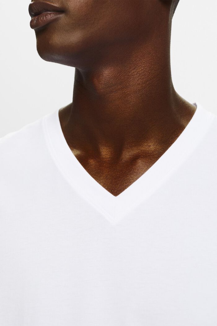 Tričko z bio bavlny, se špičatým výstřihem, WHITE, detail image number 3