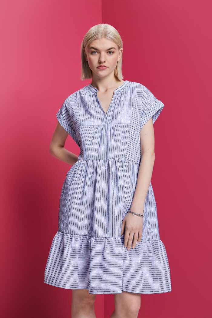 Pruhované šaty, 100 % bavlna, BRIGHT BLUE, detail image number 0
