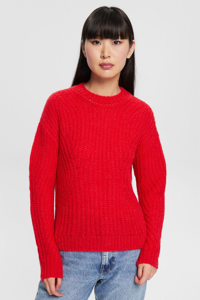 S alpakou: Pletený pulovr, RED, detail image number 0