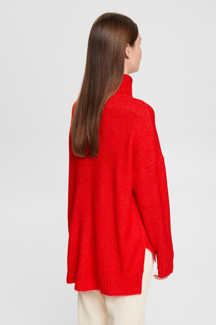 Pletený pulovr s rolákem, RED, detail image number 3