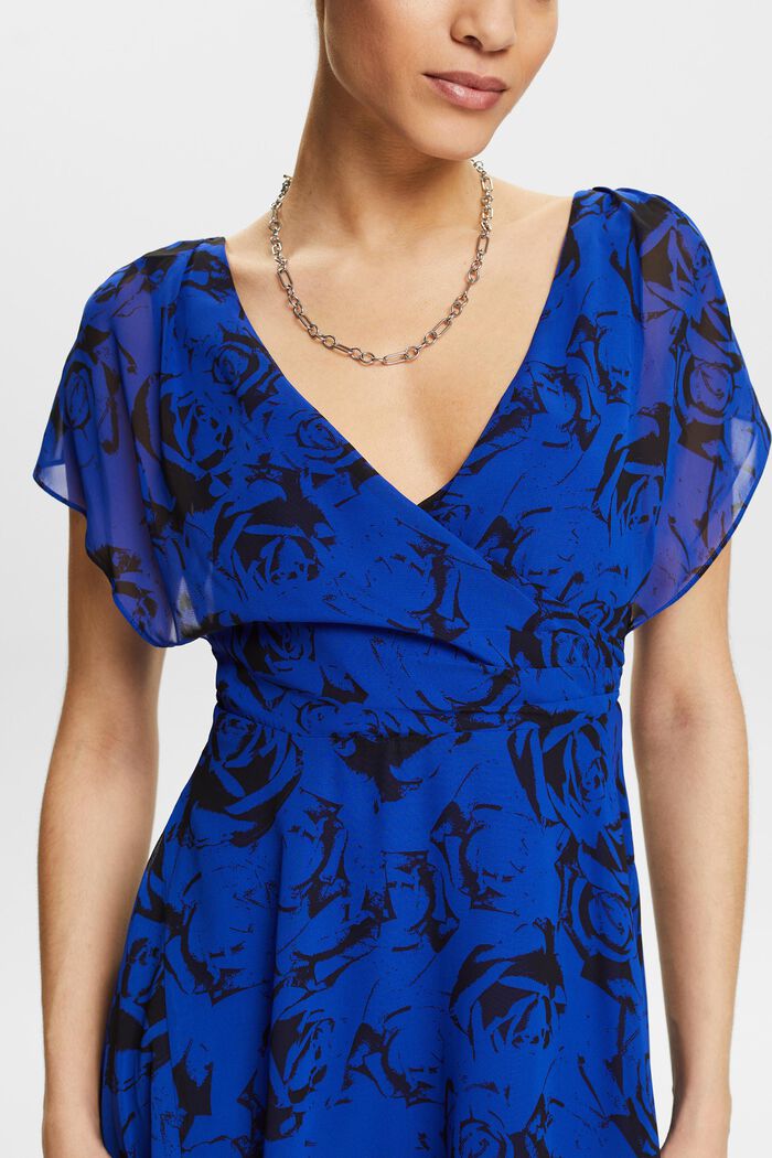 Šifonové maxi šaty se špičatým výstřihem, potisk, BRIGHT BLUE, detail image number 3