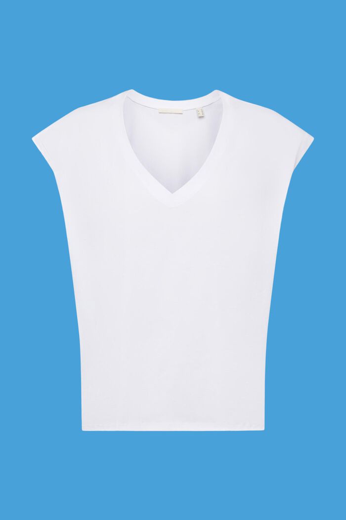 Bavlněné tričko bez rukávů, špičatý výstřih, WHITE, detail image number 6