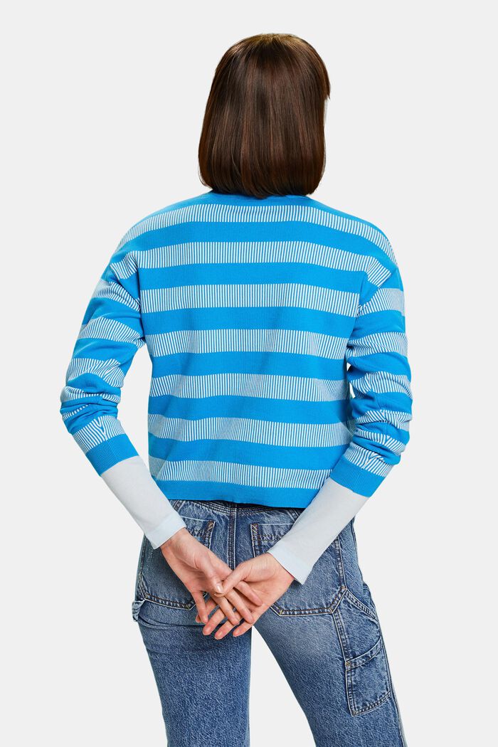 Pruhovaný žakárový pulovr s kulatým výstřihem, BLUE, detail image number 2