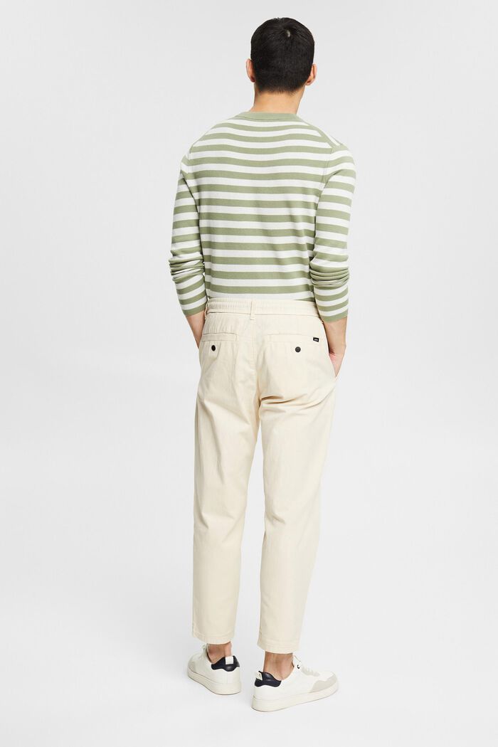 Se lnem: chino kalhoty se stahovací šňůrkou, CREAM BEIGE, detail image number 3