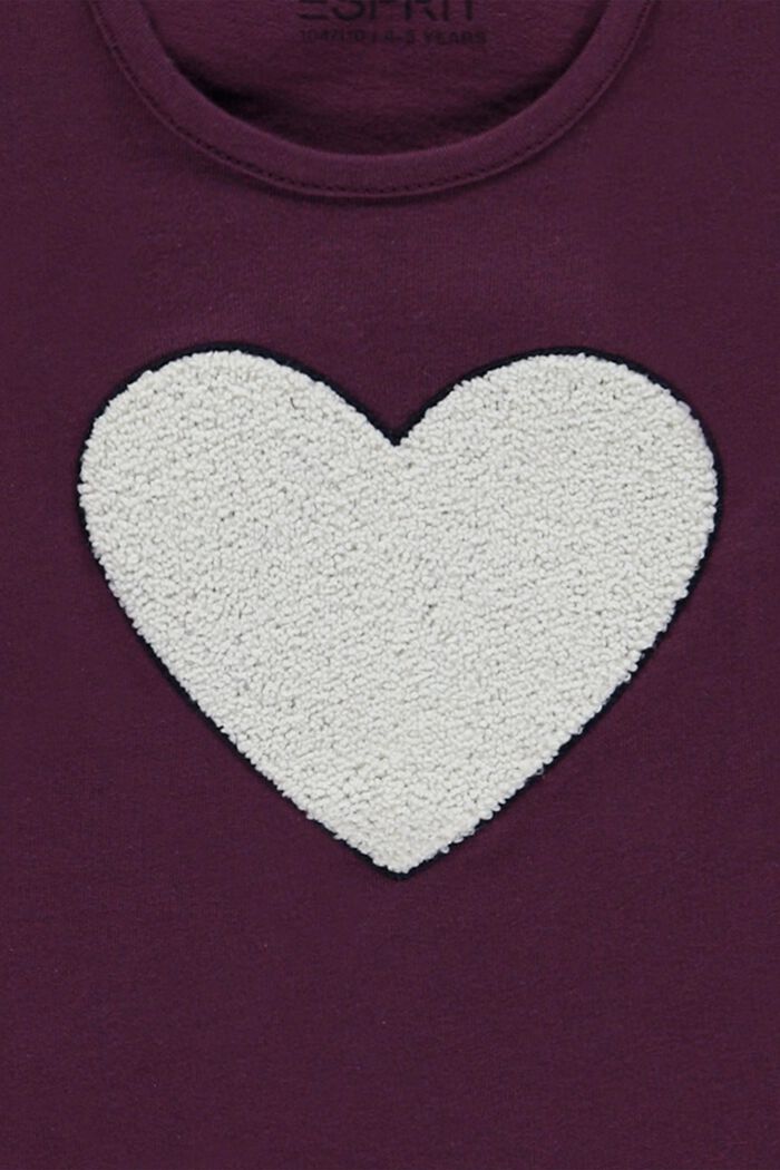 Tričko s dlouhým rukávem a logem ve tvaru srdce, BORDEAUX RED, detail image number 2
