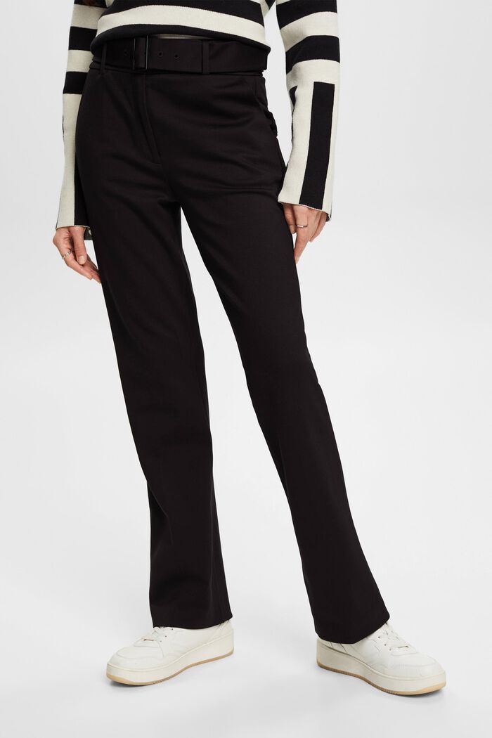 Kalhoty s vysokým pasem a opaskem, BLACK, detail image number 0