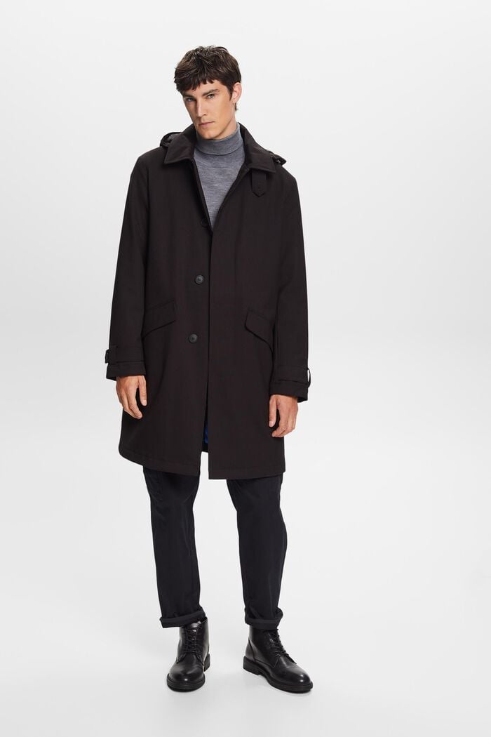 Z recyklovaného materiálu: zateplený kabát s odepínací kapucí, BLACK, detail image number 4