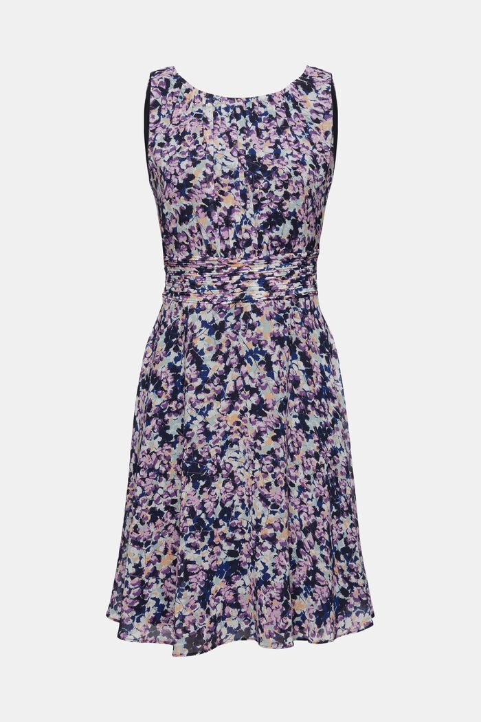 Z recyklovaného materiálu: šifonové šaty s nařaseným pasem, NAVY BLUE, detail image number 6