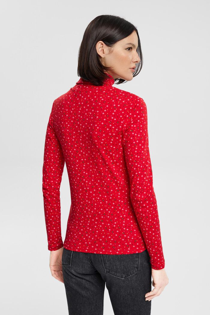 Vzorované tričko s dlouhým rukávem, 100% bavlna, DARK RED, detail image number 3