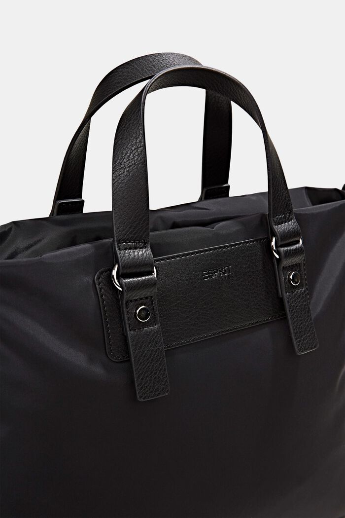 Z recyklovaného materiálu: nylonová taška s detaily z imitace kůže, BLACK, detail image number 4