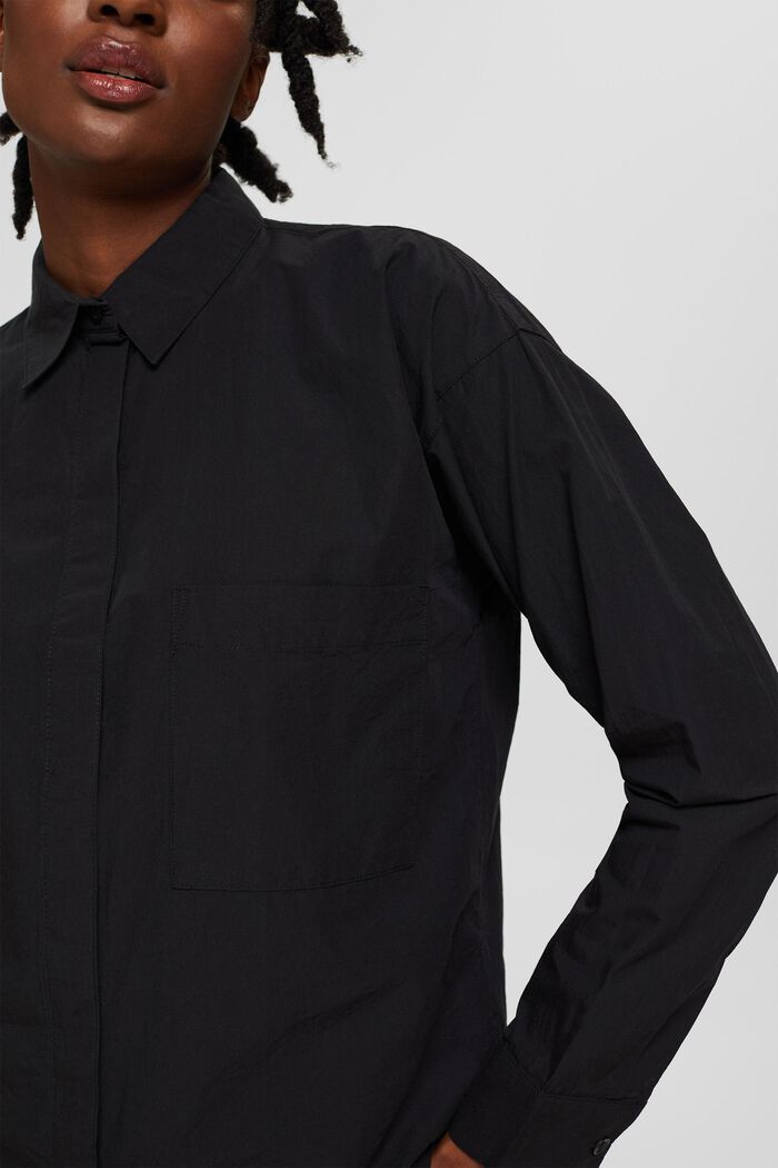 Oversized košilová halenka, ze 100% bio bavlny, BLACK, detail image number 2