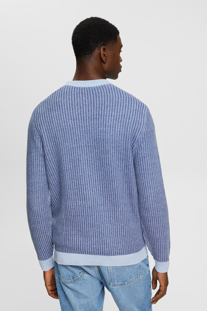 Dvoubarevný pulovr z žebrové pleteniny, BLUE, detail image number 3