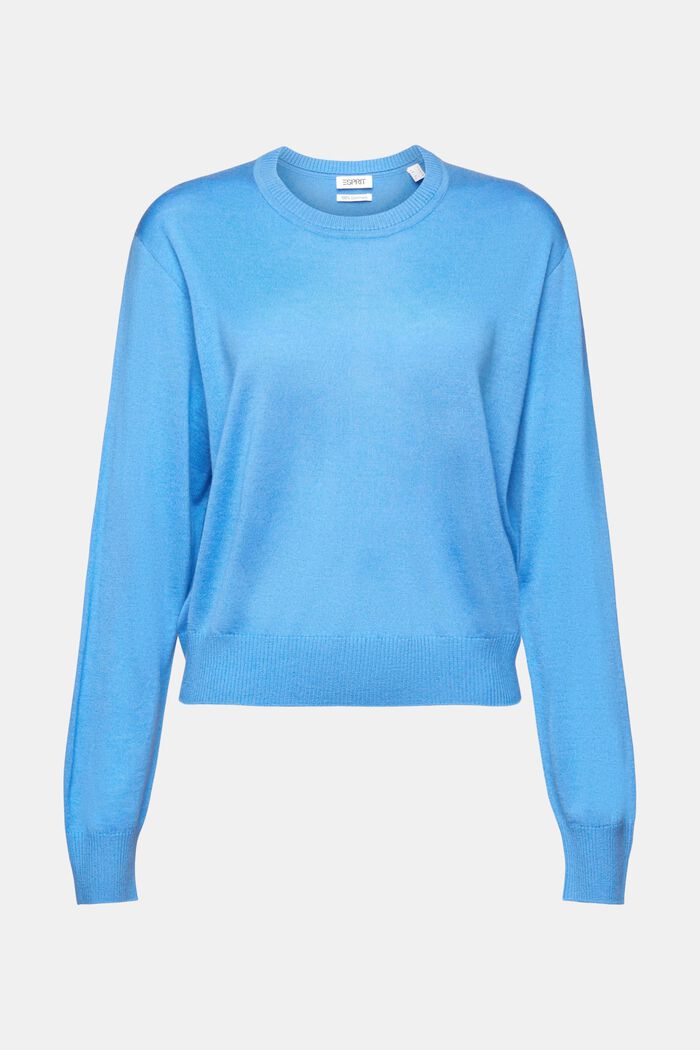 Kašmírový pulovr s kulatým výstřihem, BLUE, detail image number 5