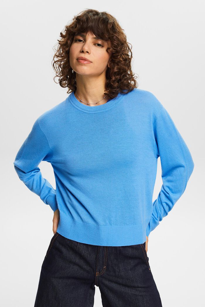 Kašmírový pulovr s kulatým výstřihem, BLUE, detail image number 0