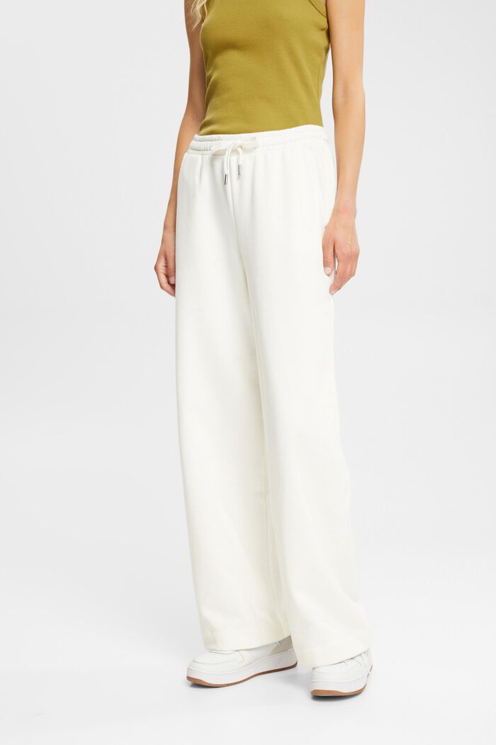 Teplákové kalhoty, střední pas, široké nohavice, OFF WHITE, detail image number 1