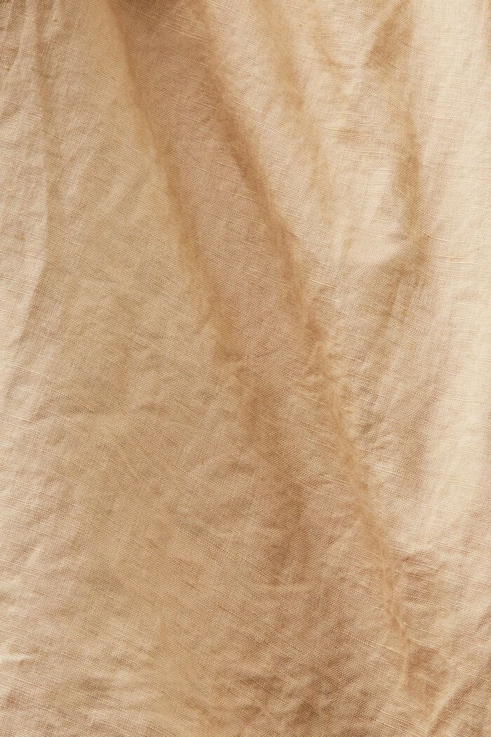 Košilové šaty s opaskem, ze směsi lnu a bavlny, BEIGE, detail image number 4