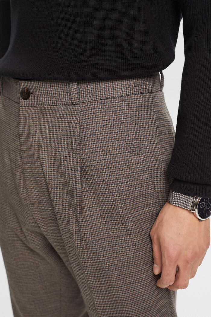 Vlněné kalhoty se vzorem kohoutí stopy, BROWN GREY, detail image number 2