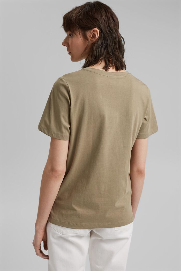 Tričko s metalickým potiskem, bio bavlna, LIGHT KHAKI, detail image number 3