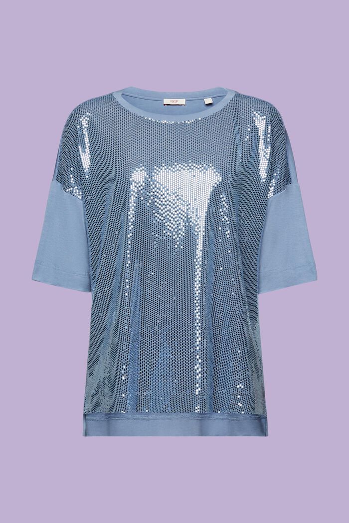 Oversize tričko s aplikací z flitrů, BLUE LAVENDER, detail image number 6