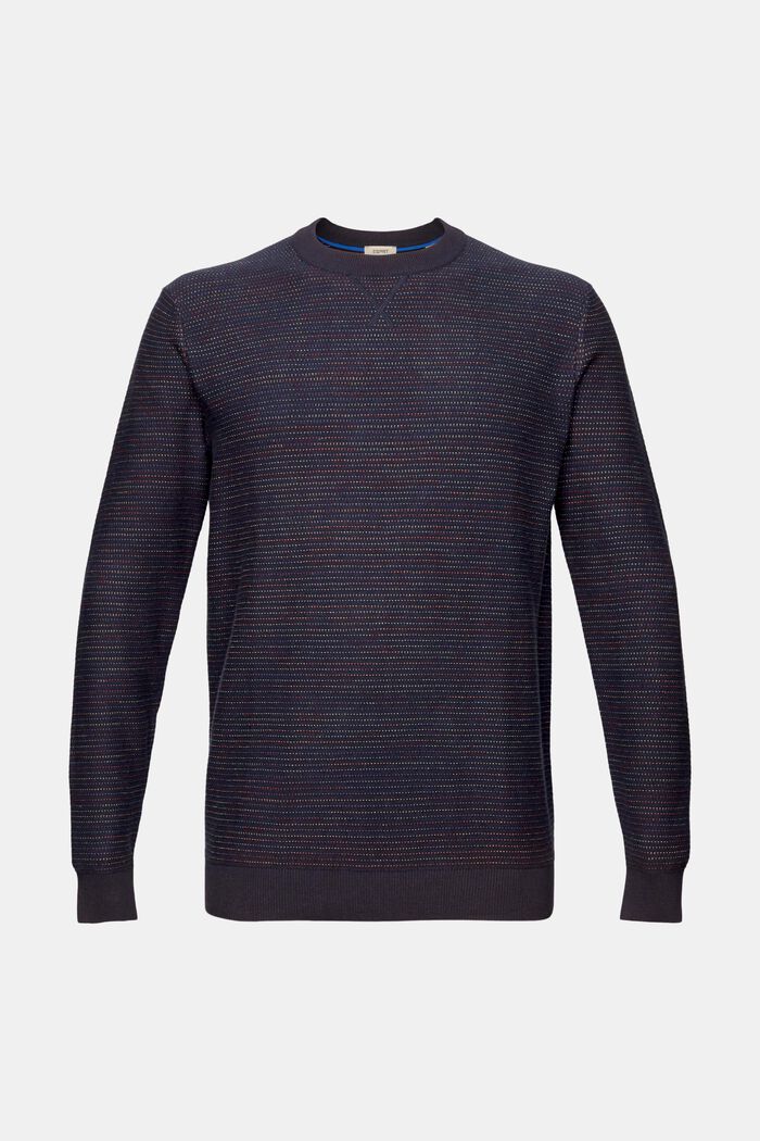 Barevný pruhovaný pulovr z bio bavlny, NAVY, detail image number 6