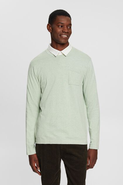 Pletený pulovr s náprsní kapsou, LIGHT AQUA GREEN, overview