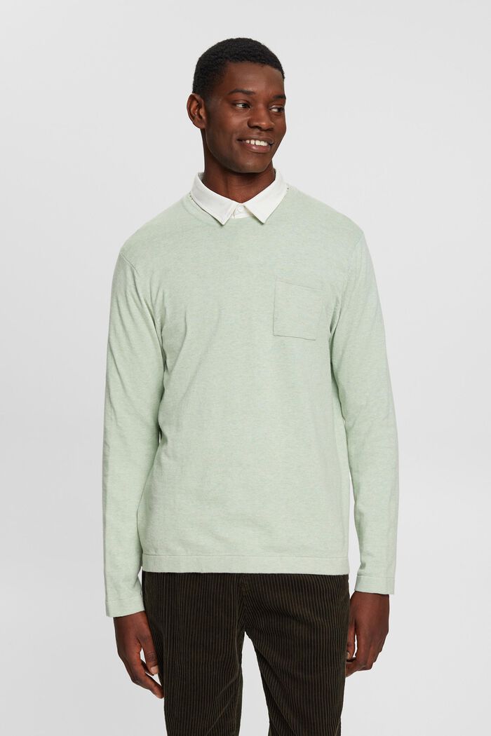 Pletený pulovr s náprsní kapsou, LIGHT AQUA GREEN, detail image number 0