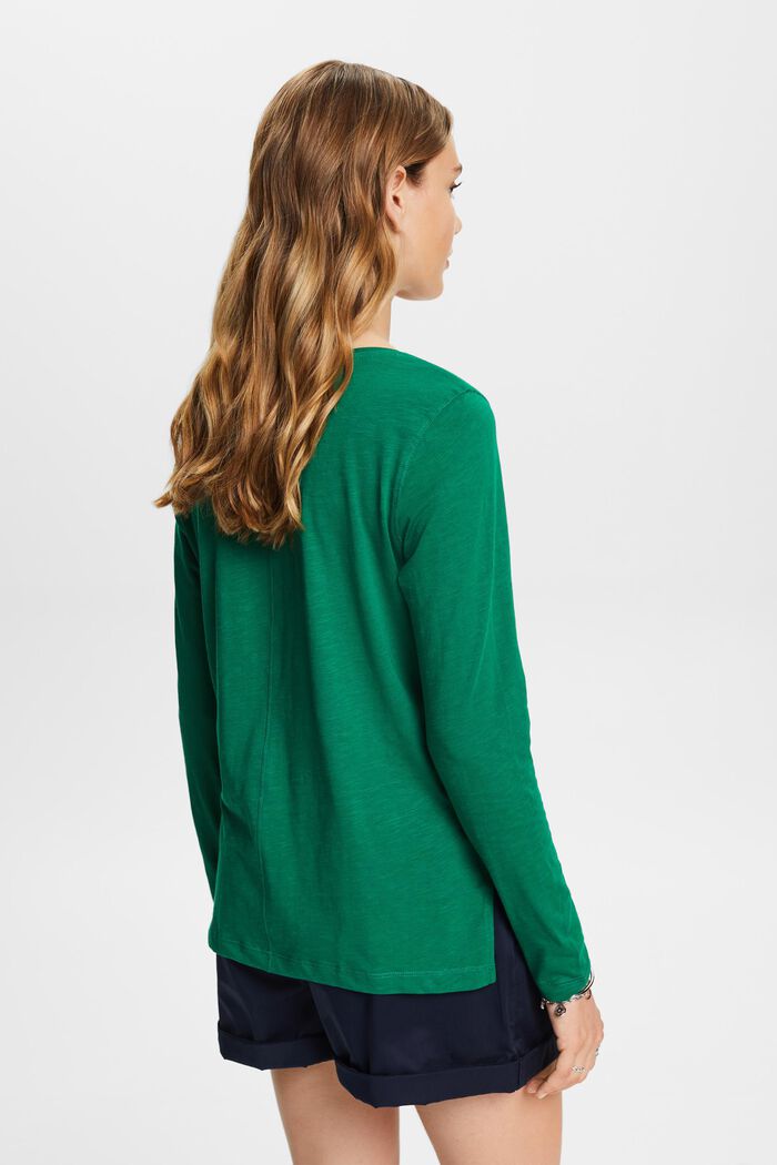 Žerzejové tričko s dlouhým rukávem, 100% bavlna, DARK GREEN, detail image number 3