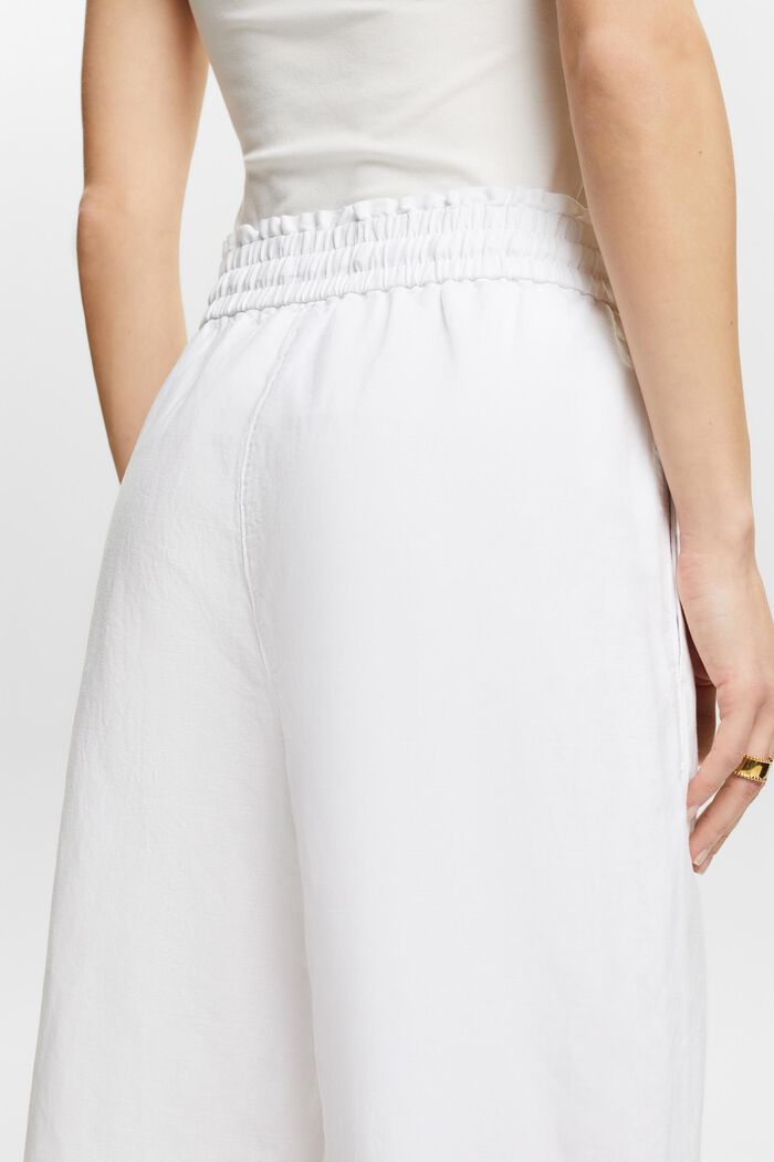 Kalhoty ze směsi bavlny a lnu, WHITE, detail image number 3