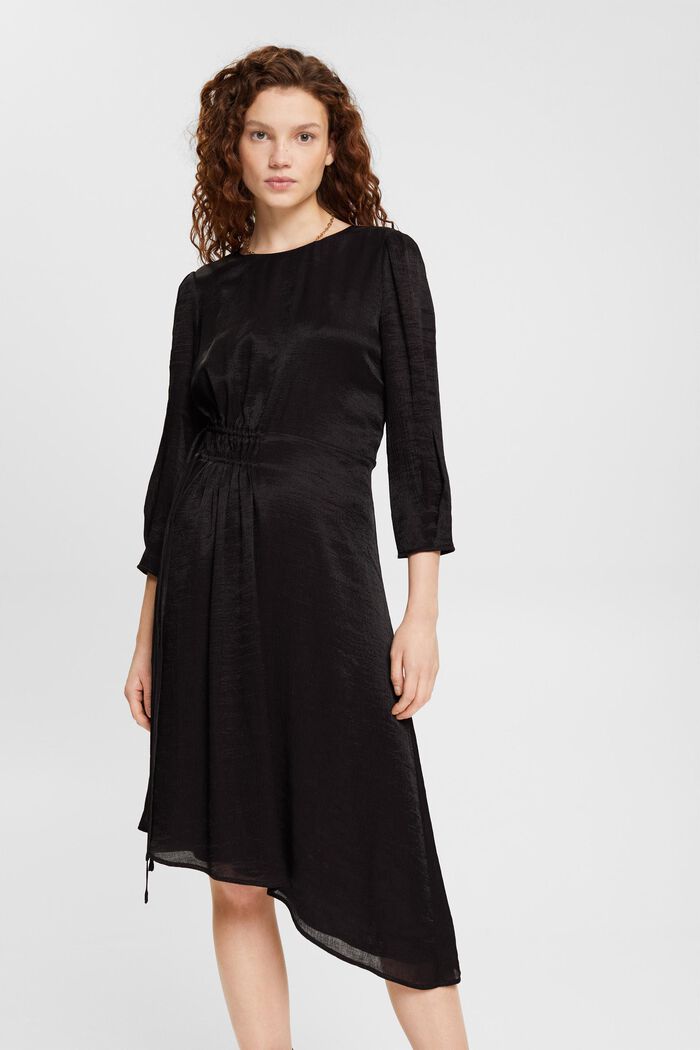 Midi šaty s asymetrickým lemem, BLACK, detail image number 0