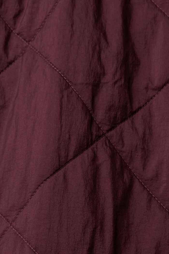 Prošívaný kabát s žebrovým límcem, BORDEAUX RED, detail image number 4