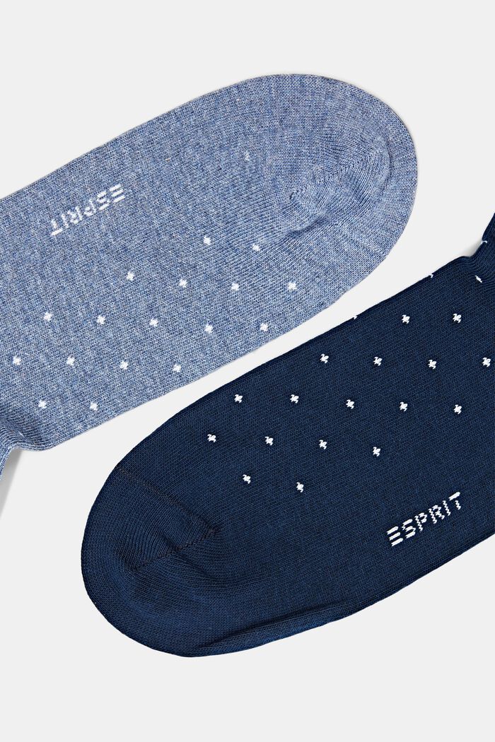 Puntíkované ponožky z hrubé pleteniny, 2 páry, NAVY/BLUE, detail image number 1