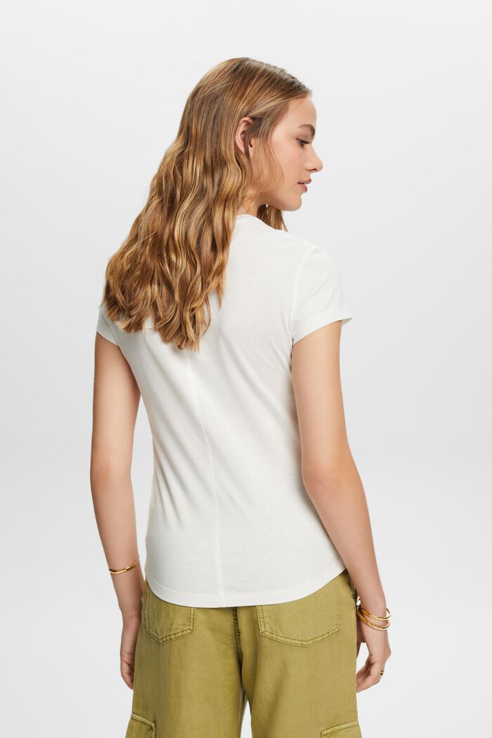 Tričko s kulatým výstřihem ke krku, 100% bavlna, OFF WHITE, detail image number 3