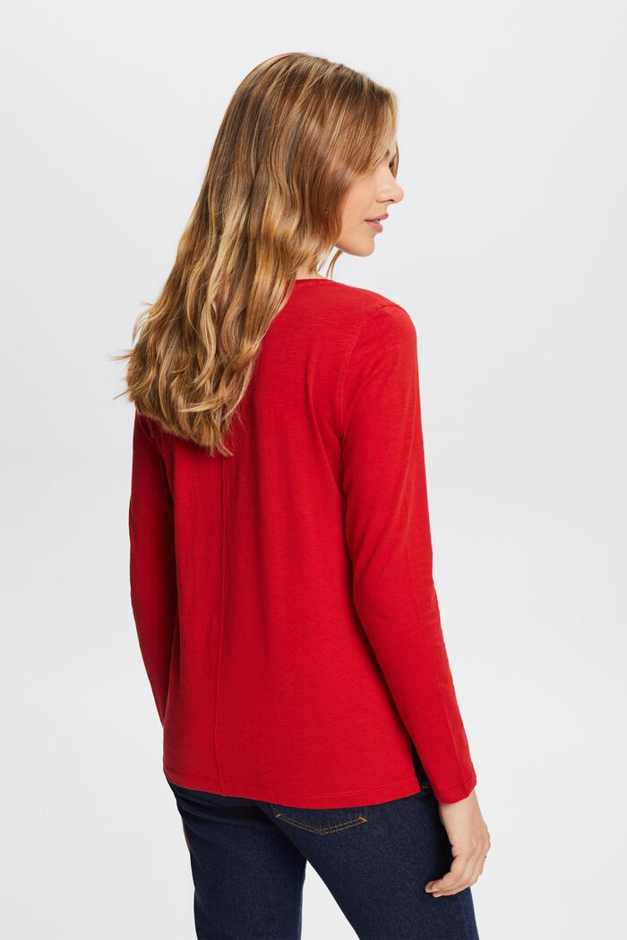 Žerzejové tričko s dlouhým rukávem, 100% bavlna, DARK RED, detail image number 3