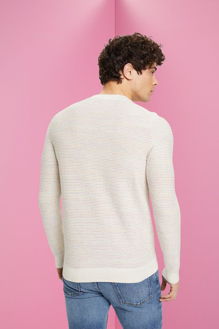 Barevný pruhovaný pulovr z bio bavlny, OFF WHITE, detail image number 3