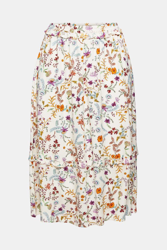 Květovaná midi sukně s rýškem na okraji, CREAM BEIGE, detail image number 7