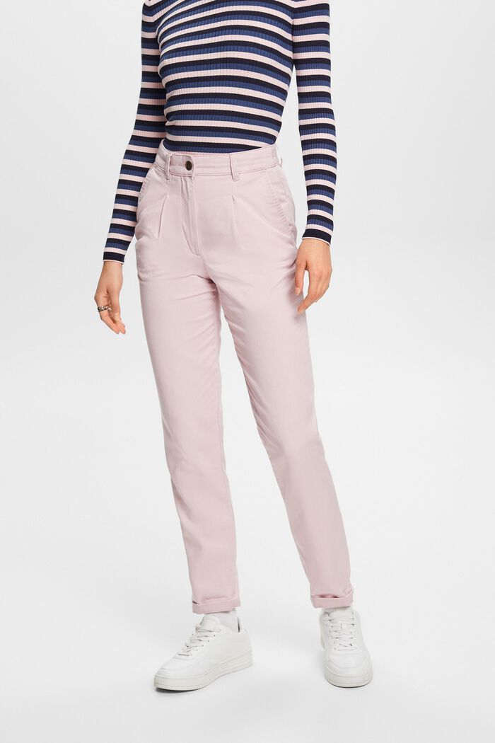 Kalhoty chino, se středně vysokým pasem, směs s bavlnou, OLD PINK, detail image number 0