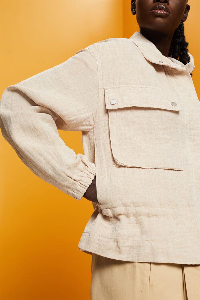 Lehký kabátek z bavlny a lnu, SAND, detail image number 2