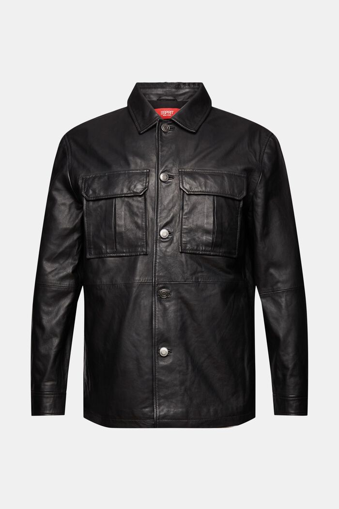 Kožená košilová bunda, BLACK, detail image number 8