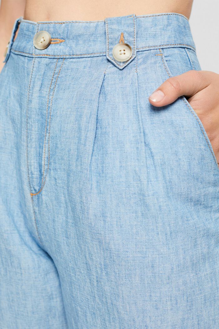 Se lnem: kalhotová sukně ve vzhledu denimu, BLUE LIGHT WASHED, detail image number 2