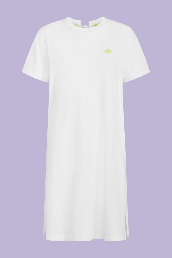 Bavlněné žerzejové šaty s výšivkou, WHITE, detail image number 5