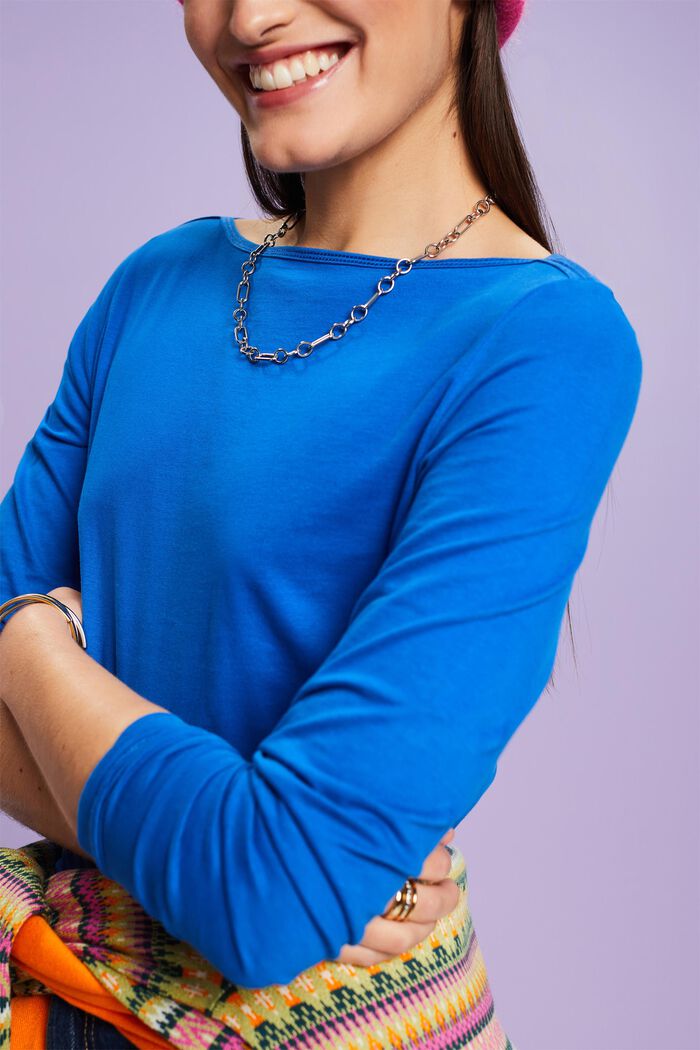 Tričko s dlouhými rukávy, bio bavlna, BRIGHT BLUE, detail image number 3