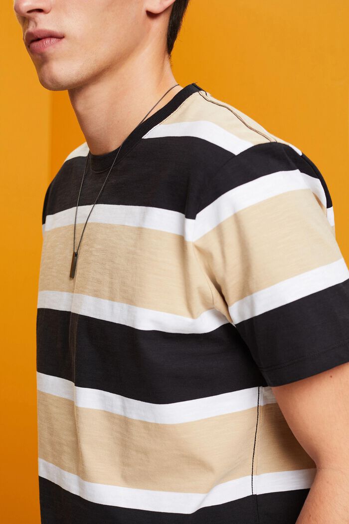 Pruhované žerzejové tričko, 100 % bavlna, BLACK, detail image number 2