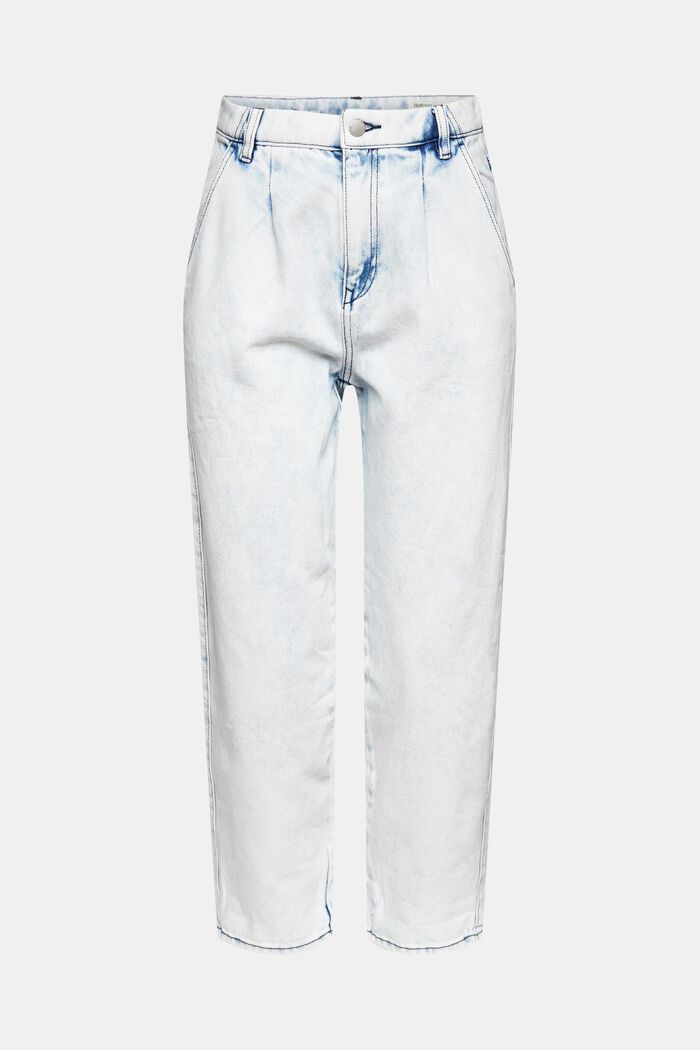 Zkrácené džíny se sklady v pase, BLUE BLEACHED, detail image number 6