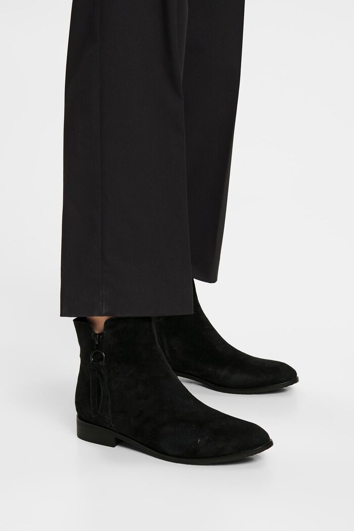 Semišové kotníčkové boty na zip, BLACK, detail image number 1
