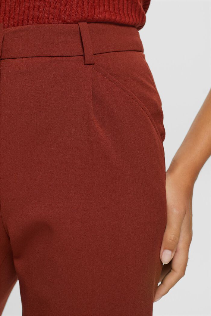 Kalhotová sukně s vysokým pasem a sklady v pase, RUST BROWN, detail image number 2
