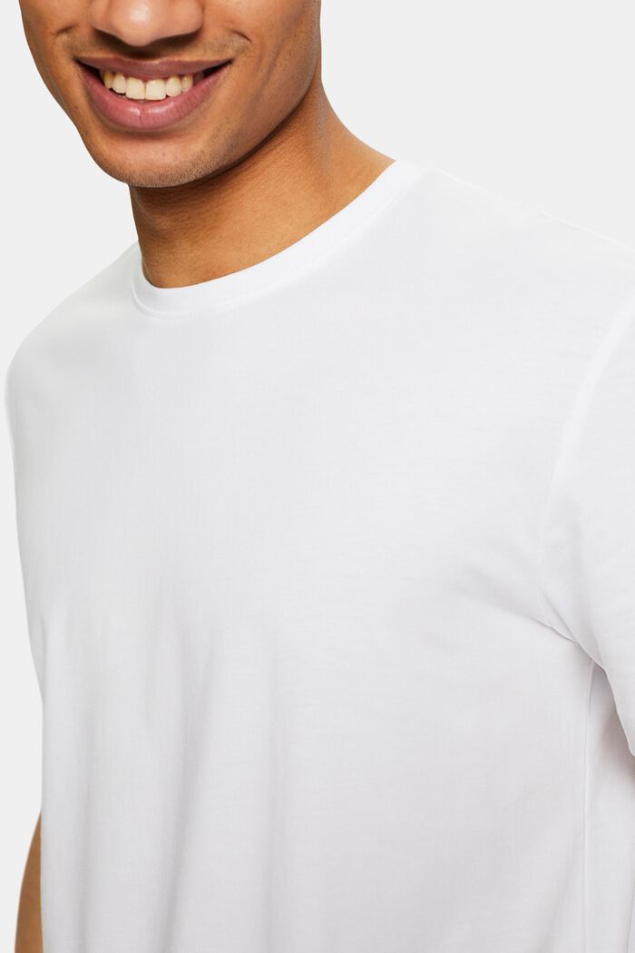 Tričko s kulatým výstřihem, žerzej z bavlny pima, WHITE, detail image number 3
