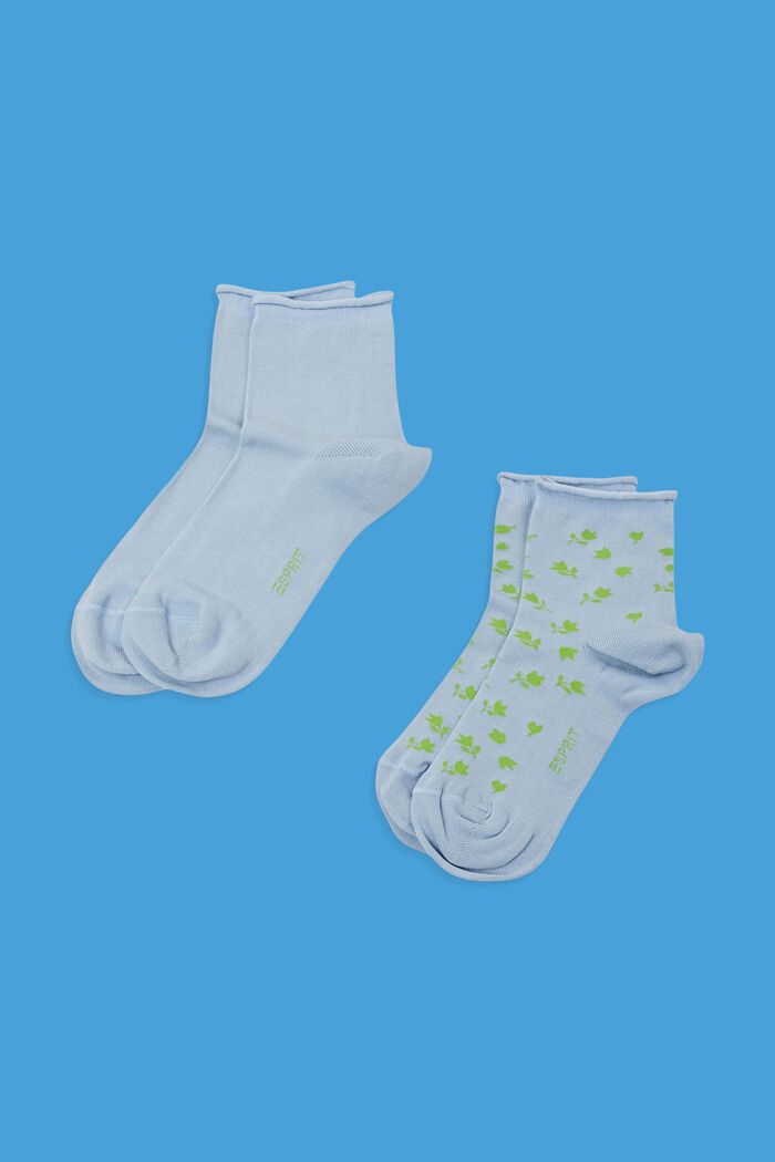 Krátké ponožky s květovaným vzorem, 2 páry v balení, CLOUD, detail image number 0