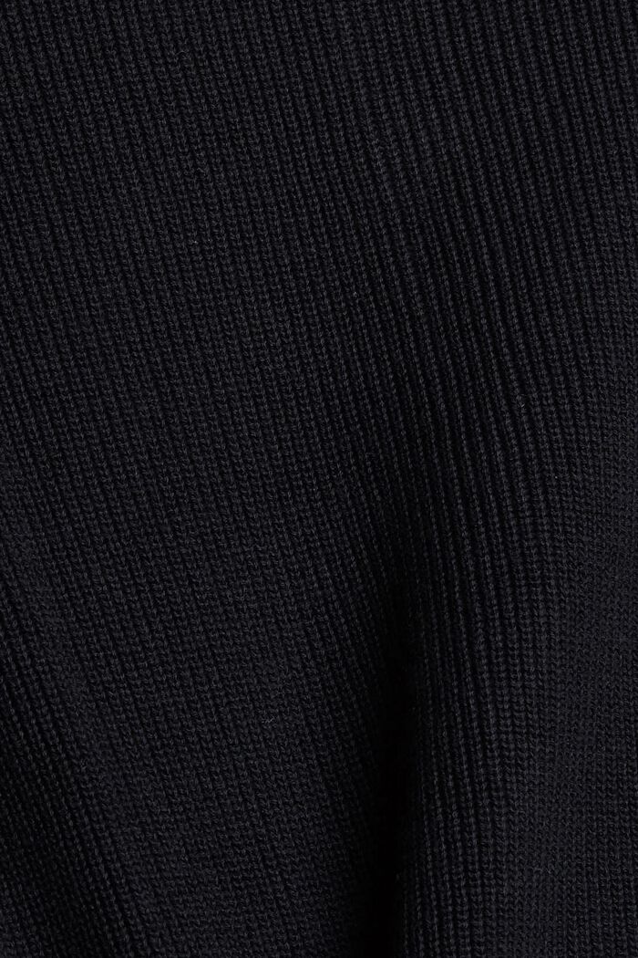 Žebrový kardigan, ze směsi s bio bavlnou, BLACK, detail image number 4