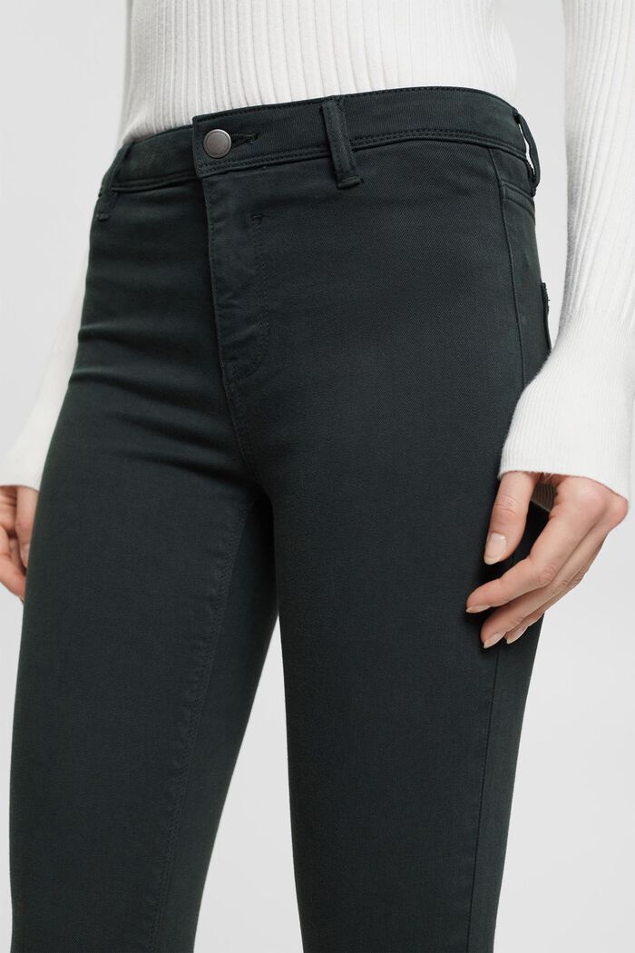 Strečové kalhoty Slim Fit, středně vysoký pas, DARK TEAL GREEN, detail image number 2