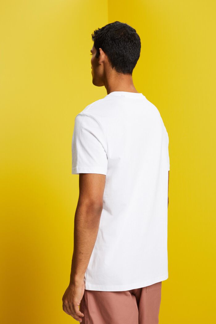 Tričko se špičatým výstřihem, z bavlny pima, WHITE, detail image number 3